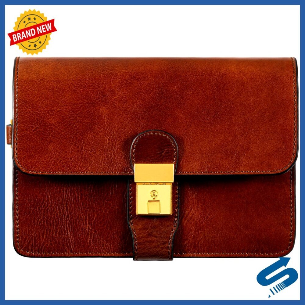 Italian Leather Wristlet Clutch Organizer Briefcase Compact Size